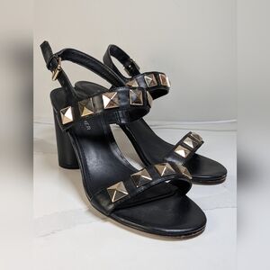 Marc Fisher Black & Gold Studded Heels